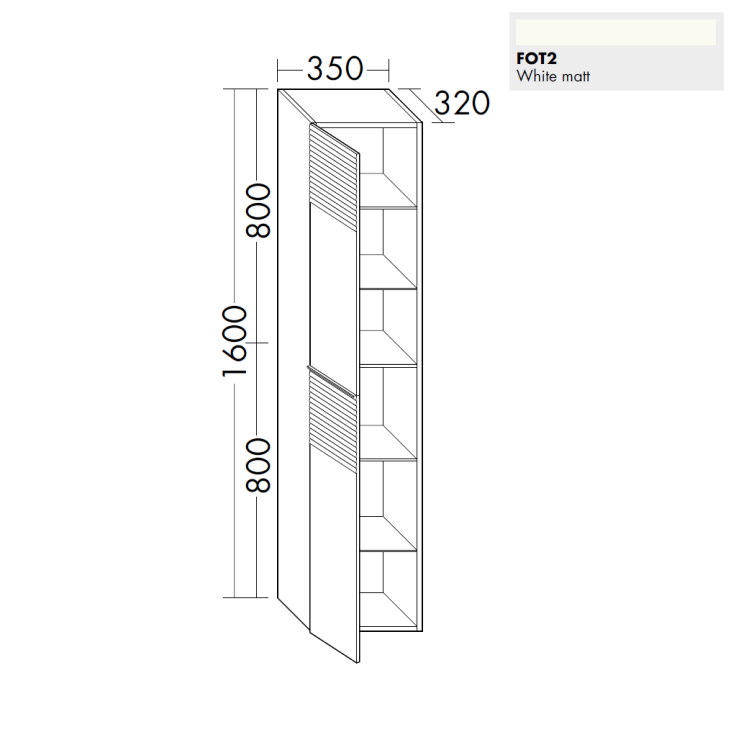 Шкаф-пенал Burg Fiumo 350x320x1600 мм напольный петли слева белый матовый HSLX035LF3956FOT2G0200