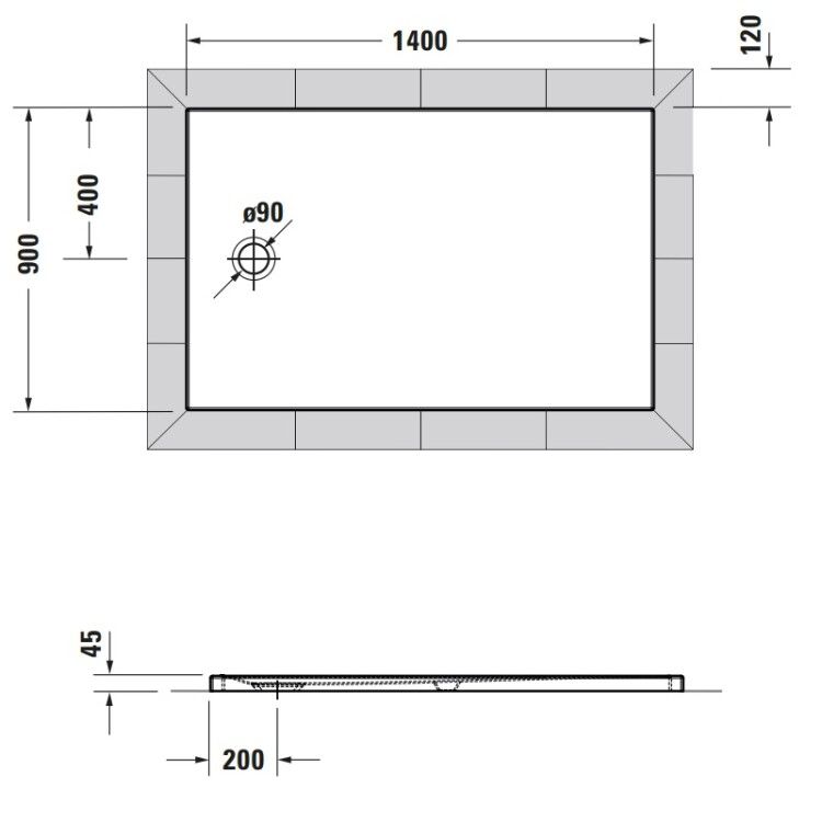Душевой поддон Duravit Tempano 1400x900x45 мм белый 720202000000000