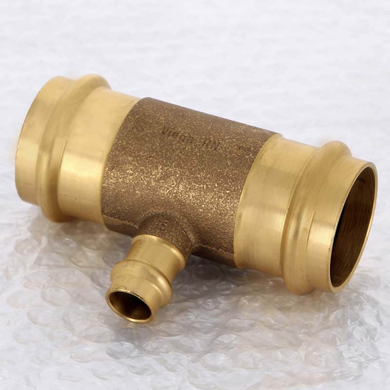 Тройник пресс бронзовый Viega Sanpress 42x15x42 мм 314224