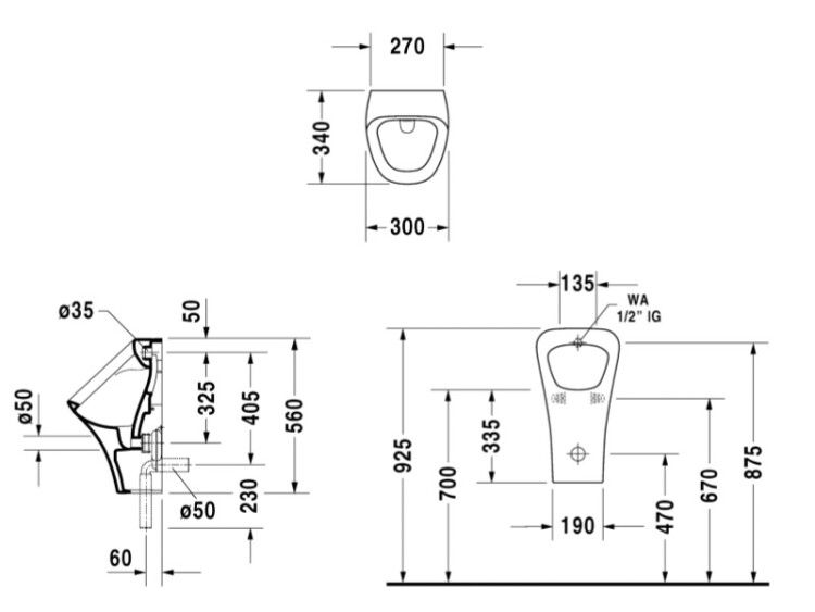 Писсуар Duravit DuraStyle 300x340x560 мм белый 2804300000