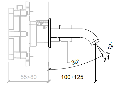 Смеситель для раковины Almar встраиваемый Nickel Brushed E210052.NB