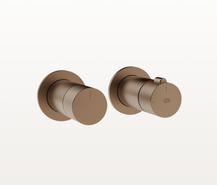 Термостат для душа Gessi Inciso встраиваемый на 2 потребителя Copper Brushed 58133708