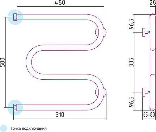 Полотенцесушитель водяной Сунержа М-образный 500x500 мм без покрытия 00-0007-5050