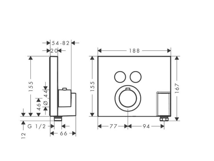 Смеситель для душа AXOR ShowerSelect на 2 потребителя, цвет хром 36712000