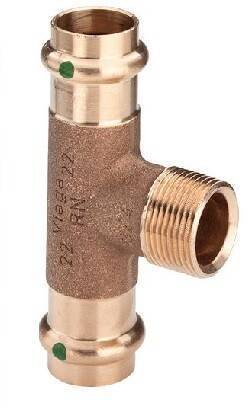 Тройник Viega Sanpress с SC-Contur бронза 28 x 3/4 x 28 мм наружная резьба 194130