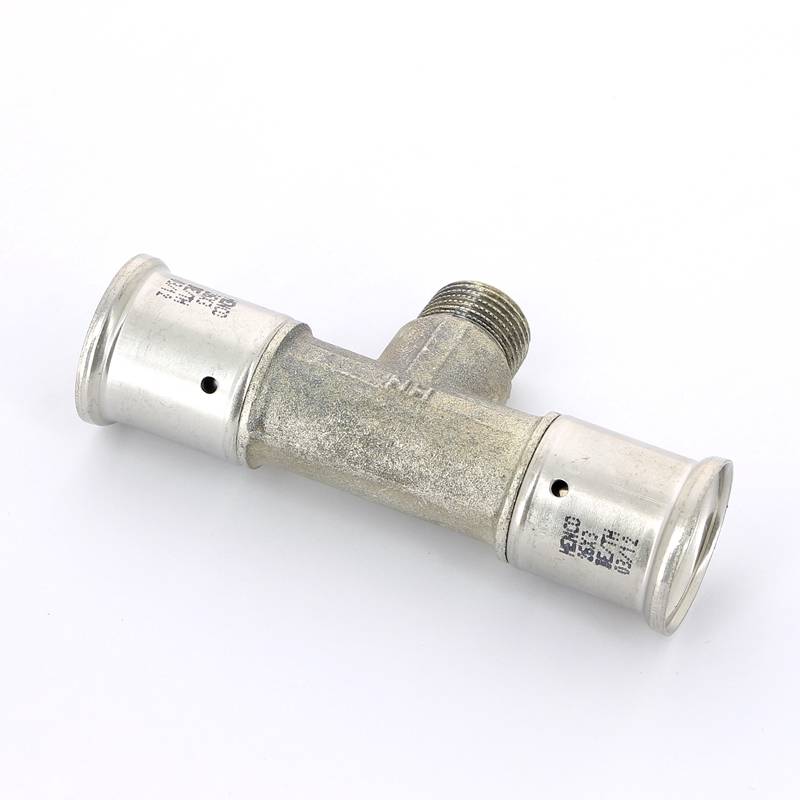 Тройник пресс латунный HENCO с наружной резьбой 26x1/2x26 14P-260426