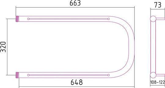 Полотенцесушитель водяной Стилье П-образный 2П 66.3x32 см нержавеющая сталь 00012-3265