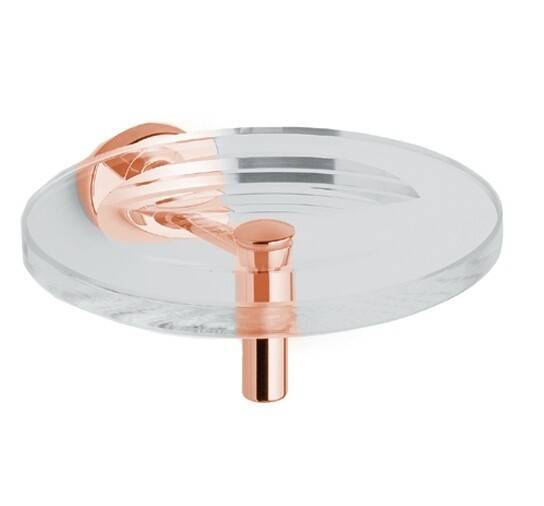 Мыльница Bertocci Cinquecento 130x130x75 мм стекло/розовое золото 11005015500