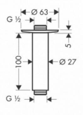 Держатель верхнего душа Hansgrohe Raindance 389 мм настенный сатинокс 27479810