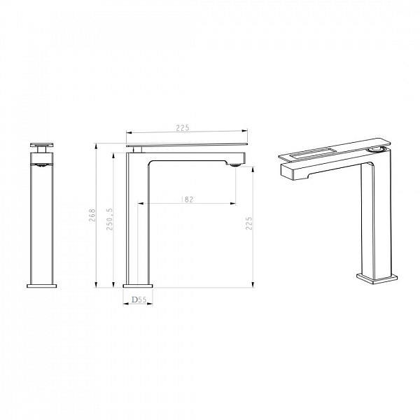 Смеситель для раковины Boheme Q высокий черный 142-BB.2