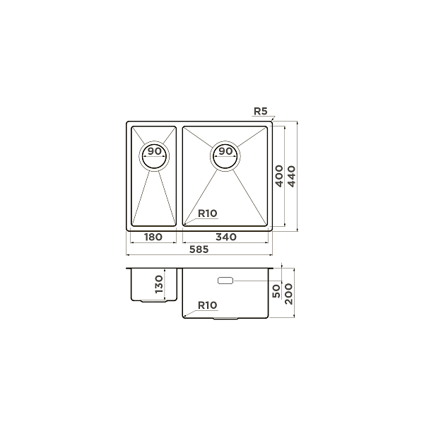 Кухонная мойка OMOIKIRI Taki 58-2-U/IF-R-IN 58,5x44 см нержавеющая сталь 4993767