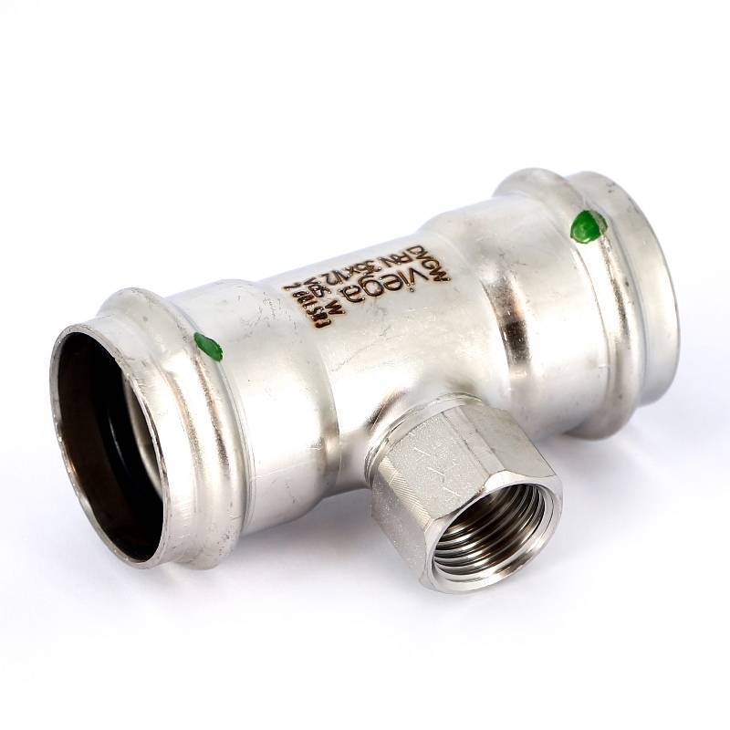 Тройник пресс Sanpress Inox Viega нержавеющая сталь 35х1/2х35 мм ВР 437213