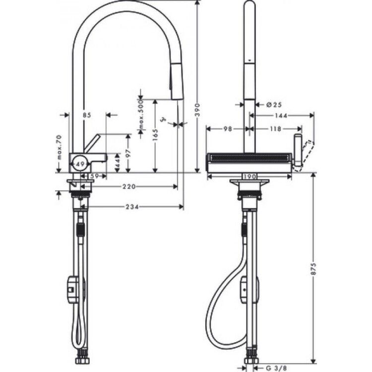 Смеситель для кухни Hansgrohe Aquno Select M81 хром 73837000