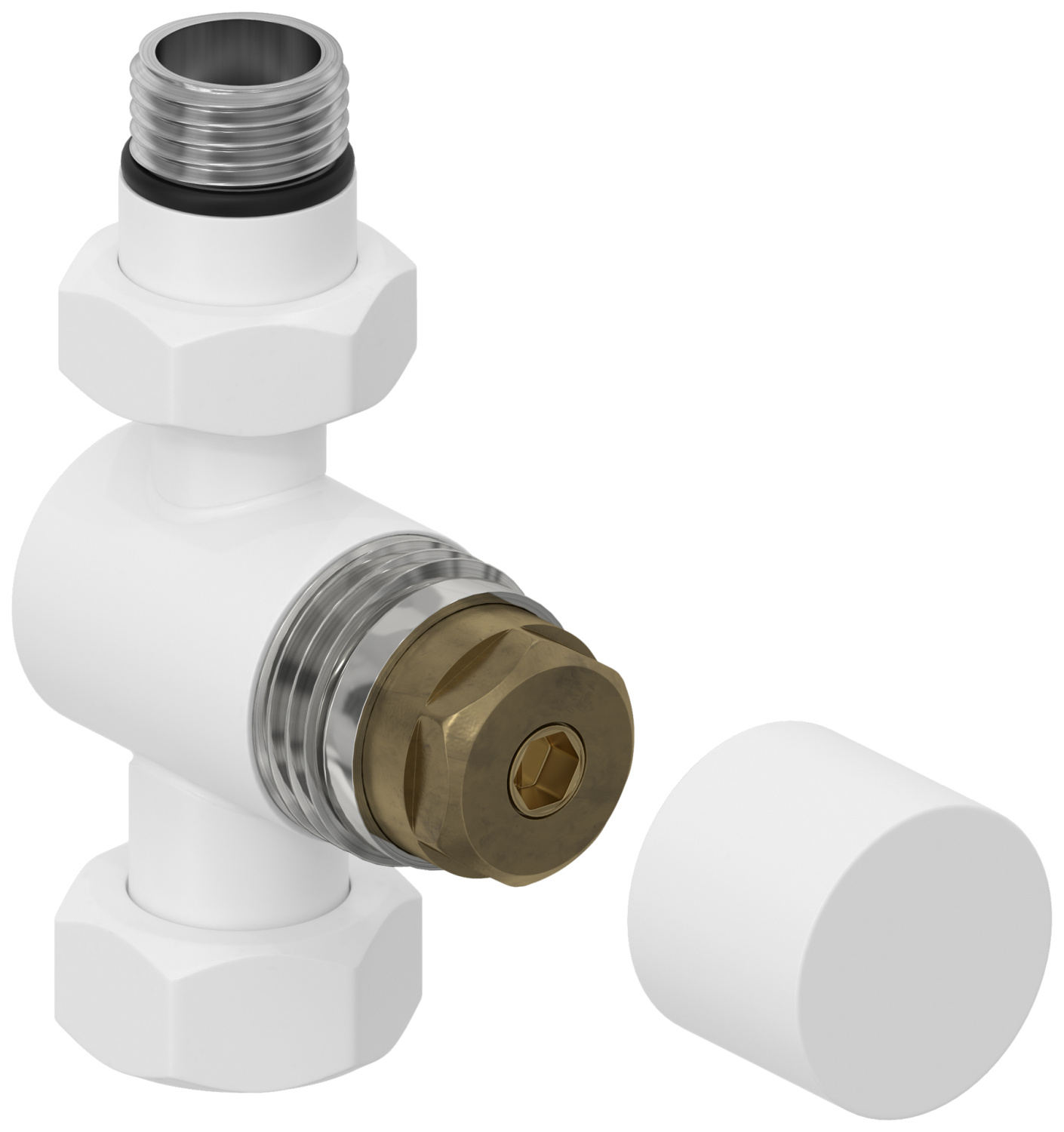 Вентиль регулировки температуры Сунержа прямой шестигранник G 1/2 x G 3/4 белый матовый 30-1405-1234