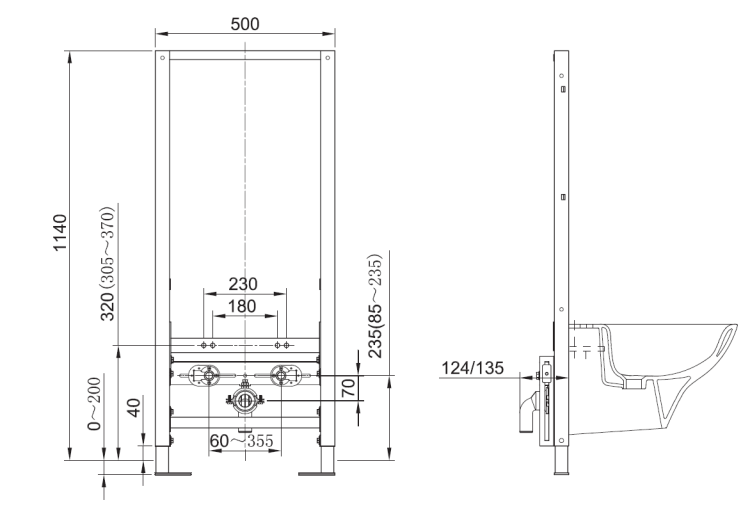 Инсталляция для биде Kludi UNIFIX 500x170x1140 мм 79200