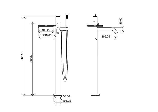 Смеситель для ванны с душем напольный Boheme Stick хром 129-CRCR