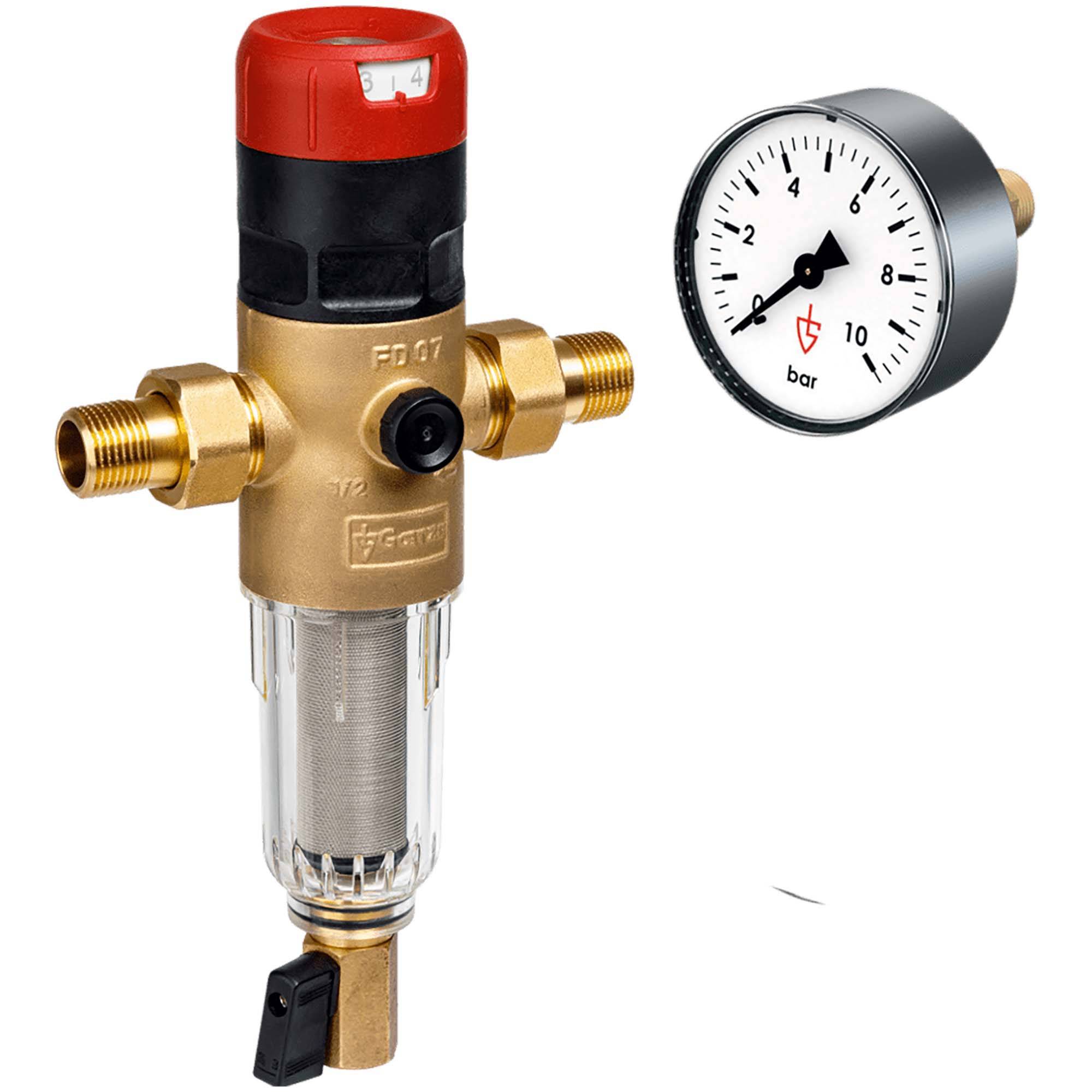 Фильтр сетчатый с редуктором давления Goetze FD07-1/2C (SP) 1/2 с манометром MA10-50 FD07-1/2C/MA10-50