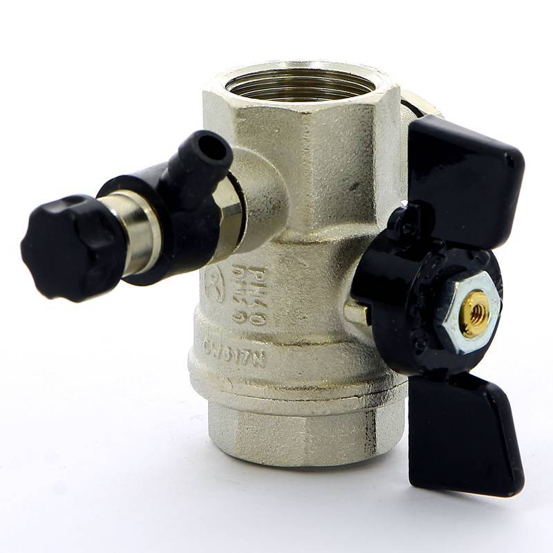 Кран шаровой Bugatti OREGON ВВ с заглушкой и дренажным вентилем бабочка 3/4 03320013