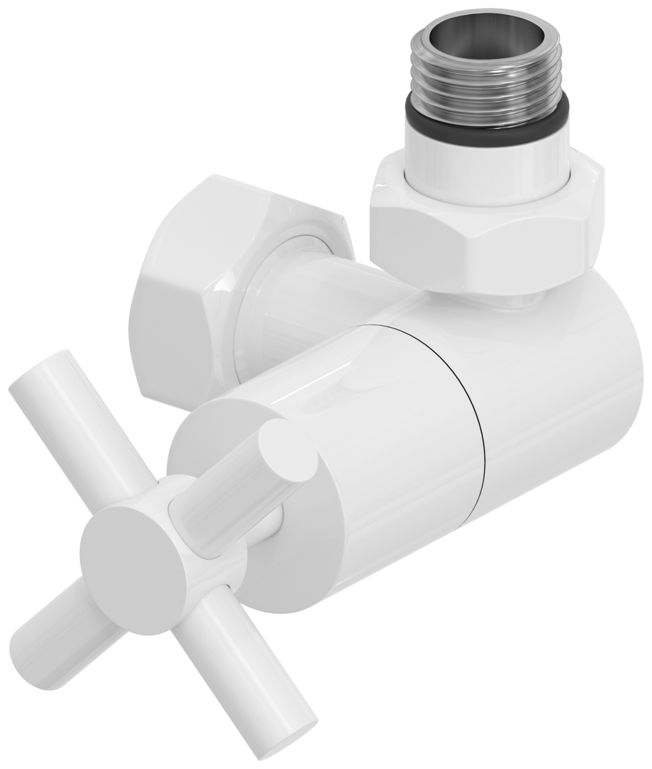 Вентиль регулировки температуры Сунержа 3D правый крест G 1/2 x G 3/4 белый глянец 12-1411-1234