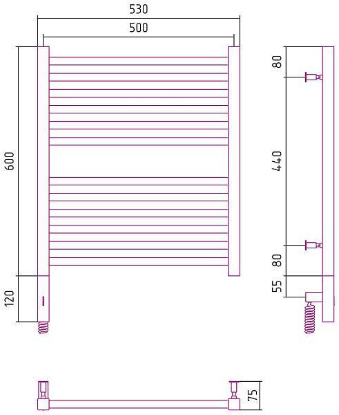 Полотенцесушитель электрический Сунержа Модус 3.0 500x600 мм левый белый 12-5700-6050