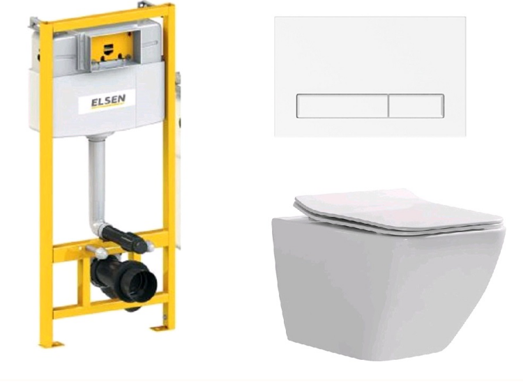 Комплект инсталляция с подвесным унитазом ELSEN E16 360x530x365 мм клавиша белая EIN5001120E16white818BSet