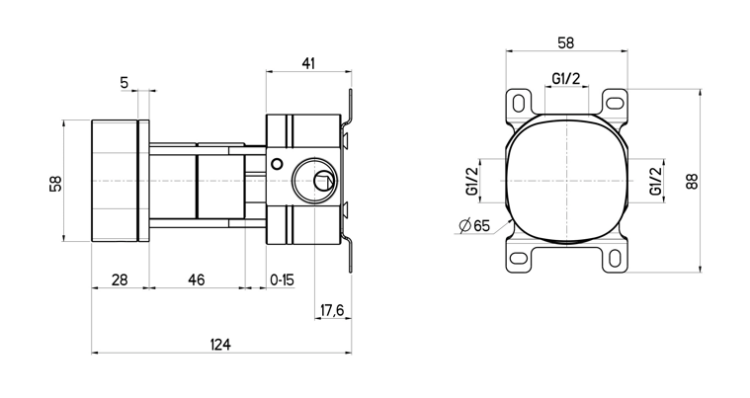 Вентиль переключающий Quadro design SUPER дивертор 1/2 Pink Gold 2264OR