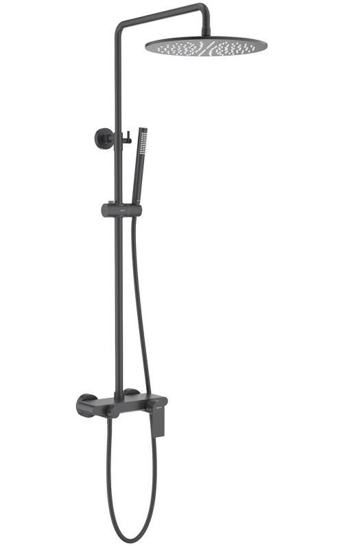 Душевая система со смесителем для ванны Aquanet Лира 300 мм матовый черный AQ2440MB