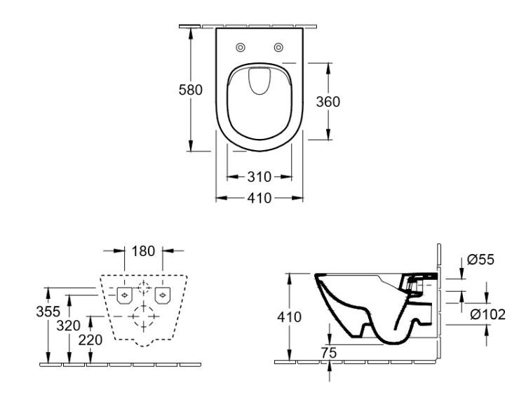Унитаз подвесной Villeroy & Boch Subway 2.0 410x580 мм альпийский белый 4609R001