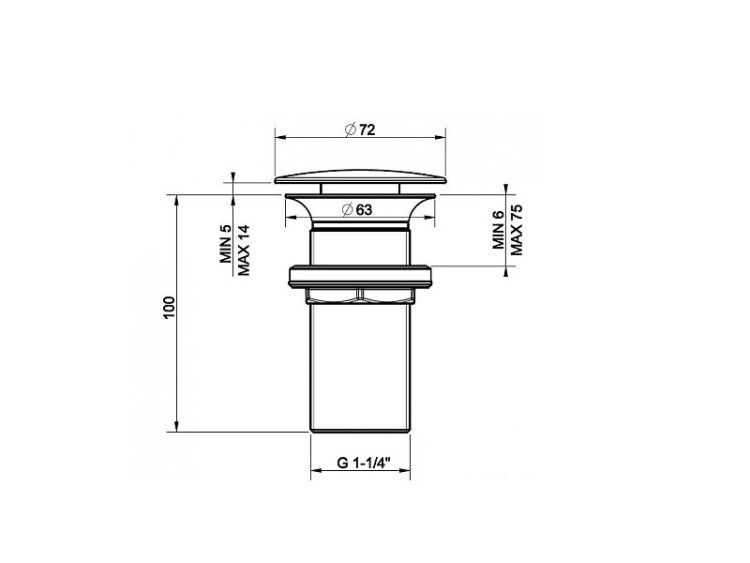 Донный клапан Gessi Technical Accessories 1 1/4 свободного слива без перелива хром 01391031