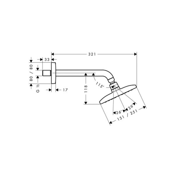 Верхний душ hansgrohe Raindance E 250x150 мм хром 27370000