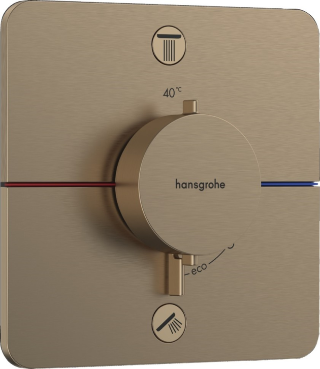 Термостат для душа скрытого монтажа Hansgrohe ShowerSelect Comfort Q на 2 потребителя шлифованная бронза 15583140