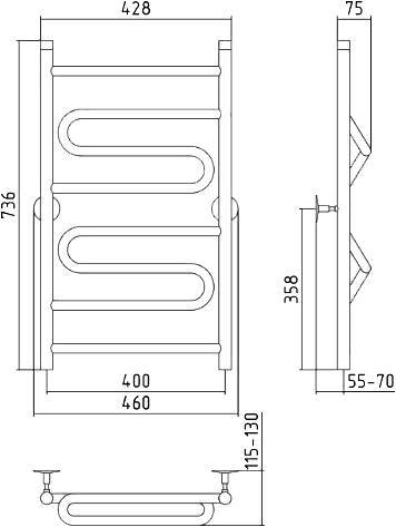 Полотенцесушитель водяной Стилье Универсал-51 46x73.6 см 00651-8040
