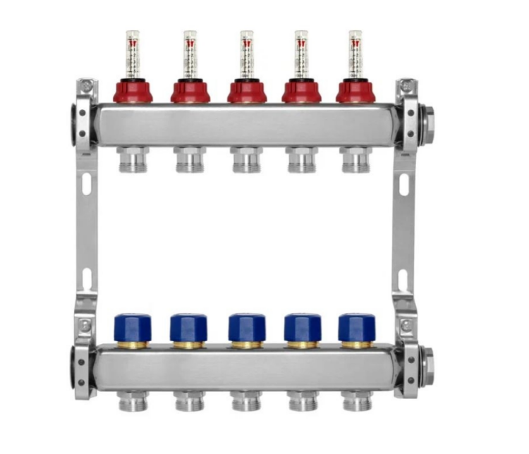 Коллекторная группа МИВС WF212 SMART для теплого пола 1 ВР x 3/4 ЕК на 5 выходов WF212S05