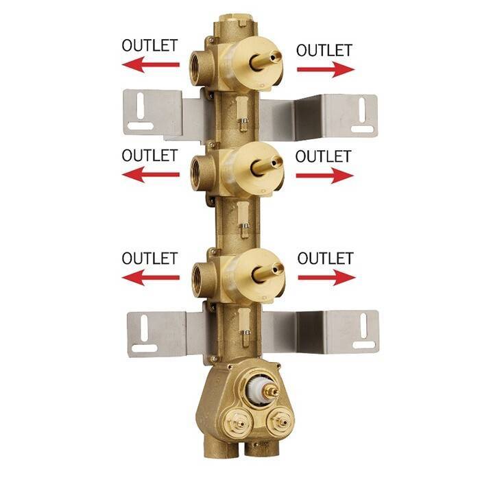 Скрытая часть для термостатического смесителя для душа Bossini Oki/Cube/Rectangular HighFlow на 6 выходов с девиатором Z030273000