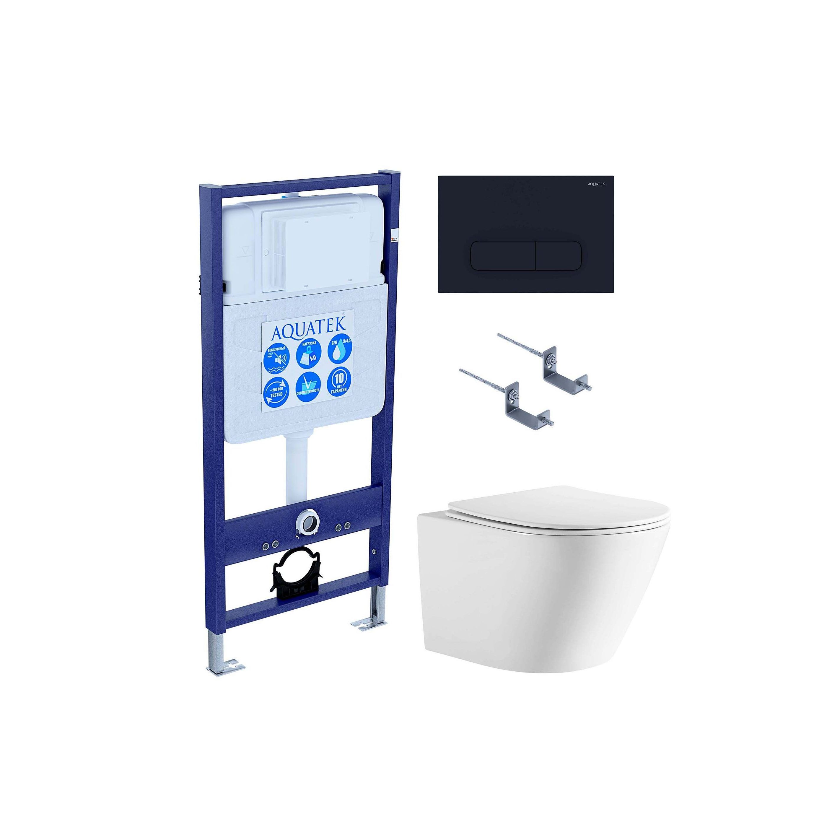 Комплект инсталляция с унитазом Aquatek Либерти 4 в 1 (INS-0000012, KKI-0000002, KDI-0000017, AQ1999T-00) ЛИБЕРТИ-017 4в1