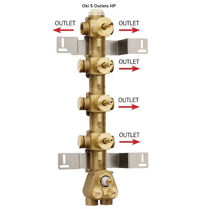 Скрытая часть для термостатического смесителя для душа Bossini Oki/Cube/Rectangular HighFlow на 5 выходов с девиатором Z030275000