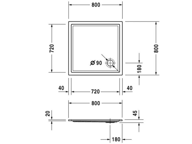 Душевой поддон Duravit Starck Slimline 800x800x45 мм белый 720114000000000