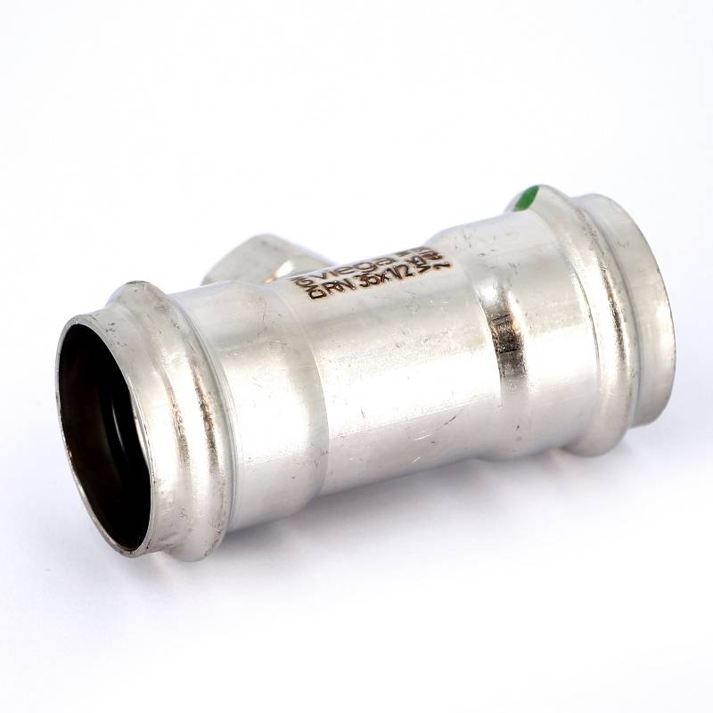 Тройник пресс Sanpress Inox Viega нержавеющая сталь 35х1/2х35 мм ВР 437213