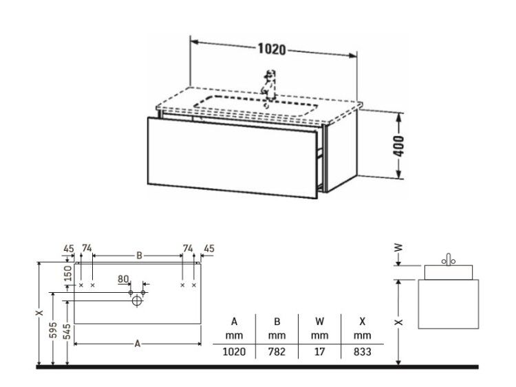 Тумба под раковину Duravit L-Cube 1020x481x400 мм подвесная белый матовый LC614201818