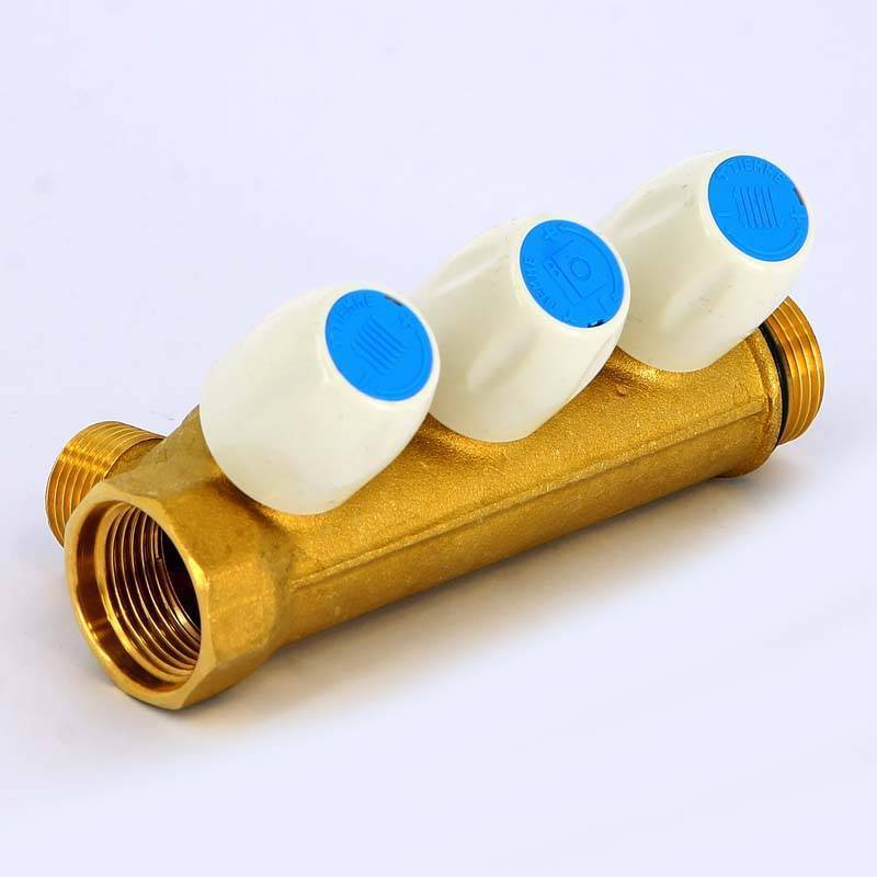 Коллектор с вентилями Tiemme 3/4х1/2 3 выхода 36 мм 1860035