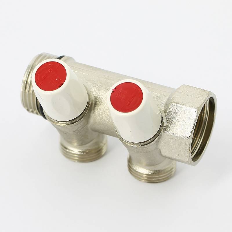 Коллектор с вентилями REHAU Rautitan MX 1х3/4 EK 2 выхода 40 мм никелированный 131644