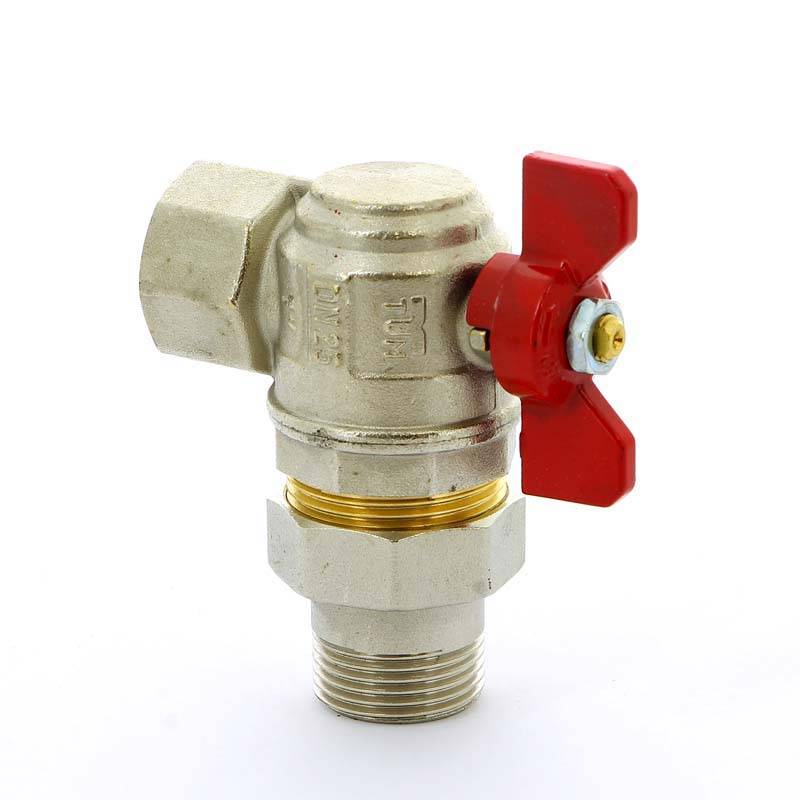 Кран шаровой Tiemme угловой НВ с разъемным соединением для коллектора бабочка 1 2120006