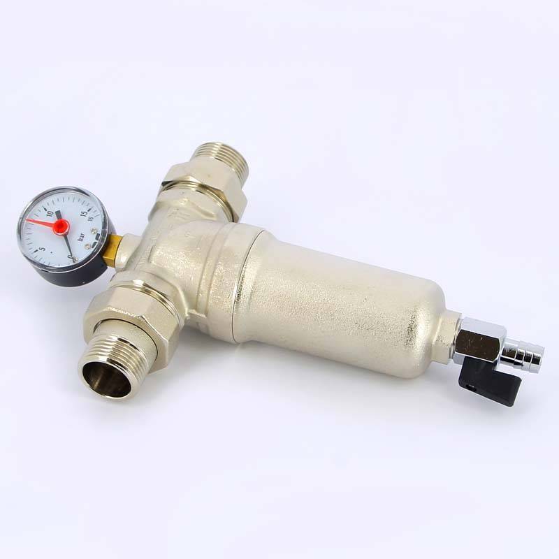 Фильтр промывной Tiemme с манометром и разъемными соединениями 1 латунная колба 3130004