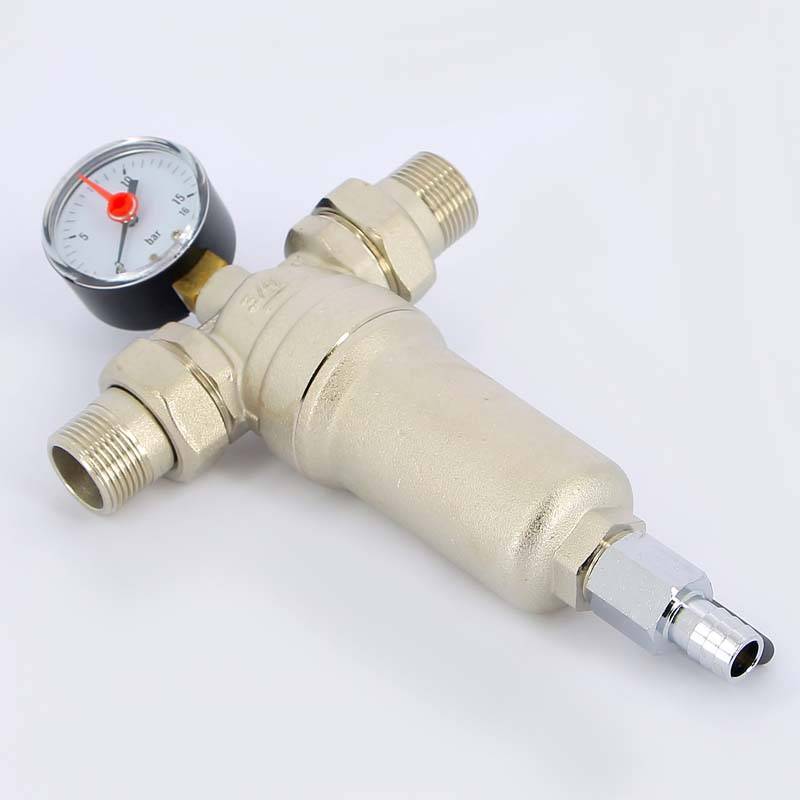 Фильтр промывной с манометром Tiemme 3/4 латунная колба 3130003