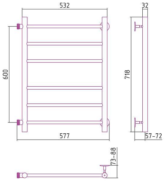 Полотенцесушитель водяной Стилье Версия-Б 50x60 см белый 12610-6050