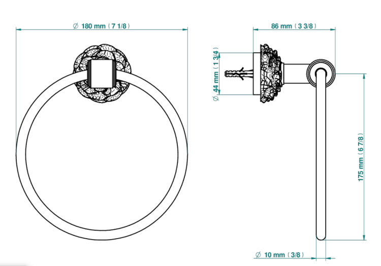 Полотенцедержатель-кольцо THG Camélia Clear crystal 180 мм цвет никель U5LB01504N