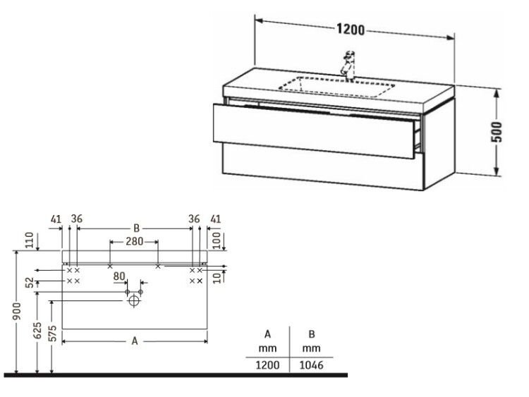 Тумба с раковиной Duravit L-Cube 1200x480x500 мм подвесная бетонно-серый матовый LC6929O0707