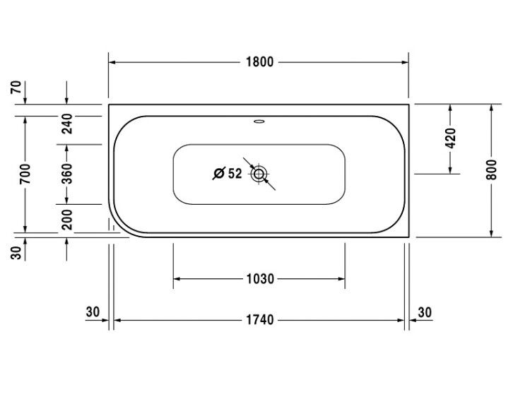 Ванна Duravit Happy D.2 1800x800 мм угловая правая 700317000000000