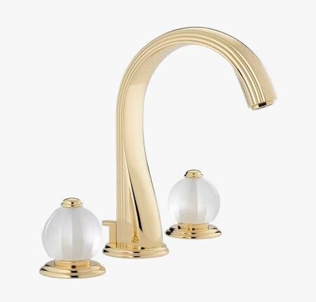 Смеситель для раковины THG Mandarine satin crystal на 3 отверстия цвет золотистый PVD U1EH52151