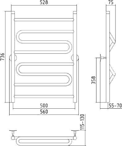 Полотенцесушитель водяной Стилье Универсал-51 56x73.6 см 00651-8050